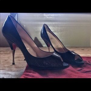 Black Sexy Open Toe LouBoutin Stiletto Heels